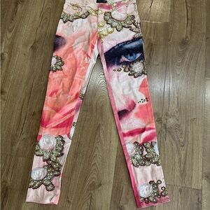 Roberto Cavalli Pink and Gold Women Jeans